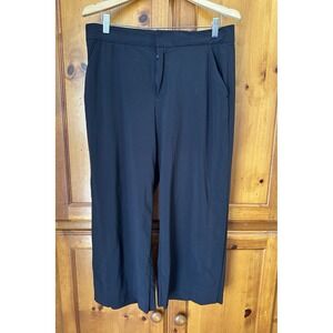 Athleta Tribeca Utility Crop Pants Women's 12 Black Wide Leg High Rise Stretch